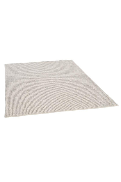 Contemporary Cream Textured Chenille Area Rug – Soft Bubble Loop Design Carpet