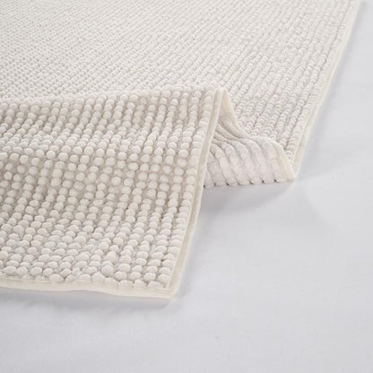 Contemporary Cream Textured Chenille Area Rug – Soft Bubble Loop Design Carpet