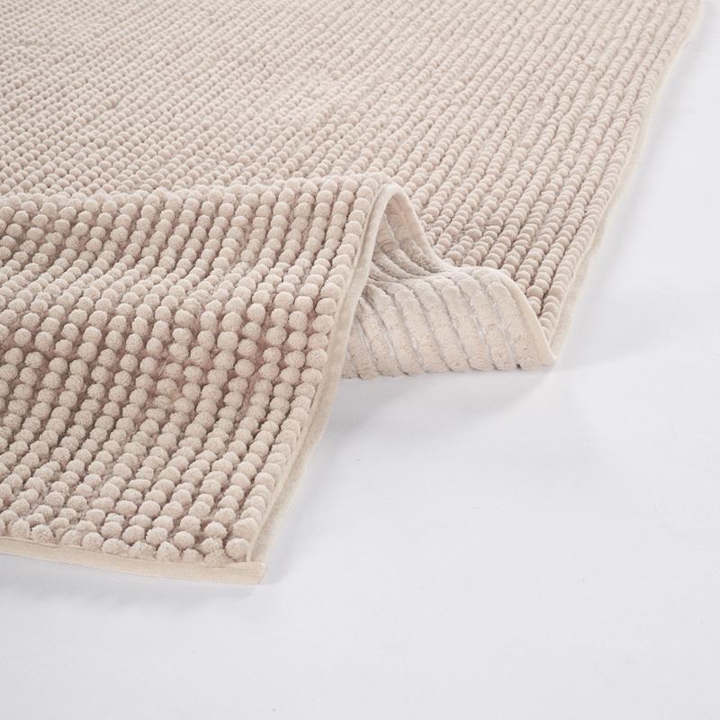 Contemporary Beige Textured Chenille Area Rug – Soft Bubble Loop Design Carpet