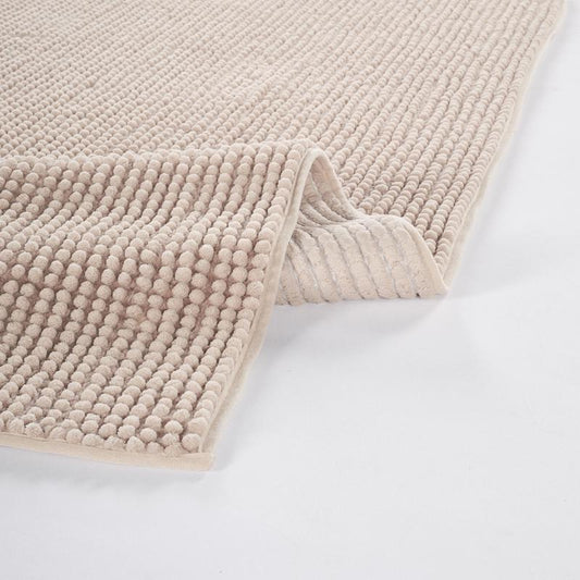 Contemporary Beige Textured Chenille Area Rug – Soft Bubble Loop Design Carpet