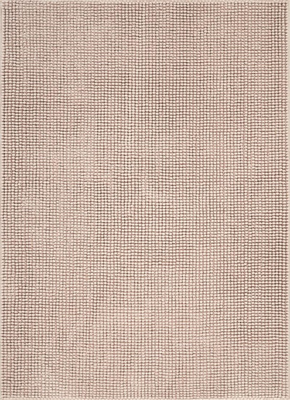 Contemporary Beige Textured Chenille Area Rug – Soft Bubble Loop Design Carpet