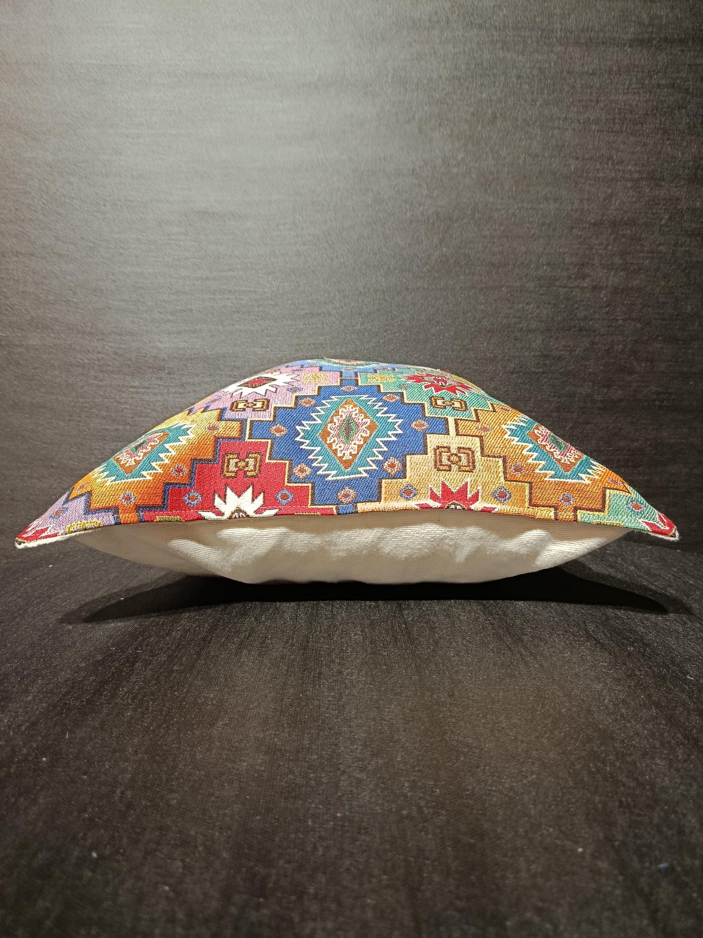 Colorful Kilim Pattern Throw Pillow – Bohemian Tribal Geometric Cushion Cover