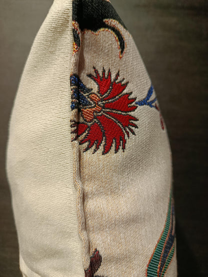 Ottoman Floral Gobelin Cushion Cover: Turkish Jacquard Tulip Pillow