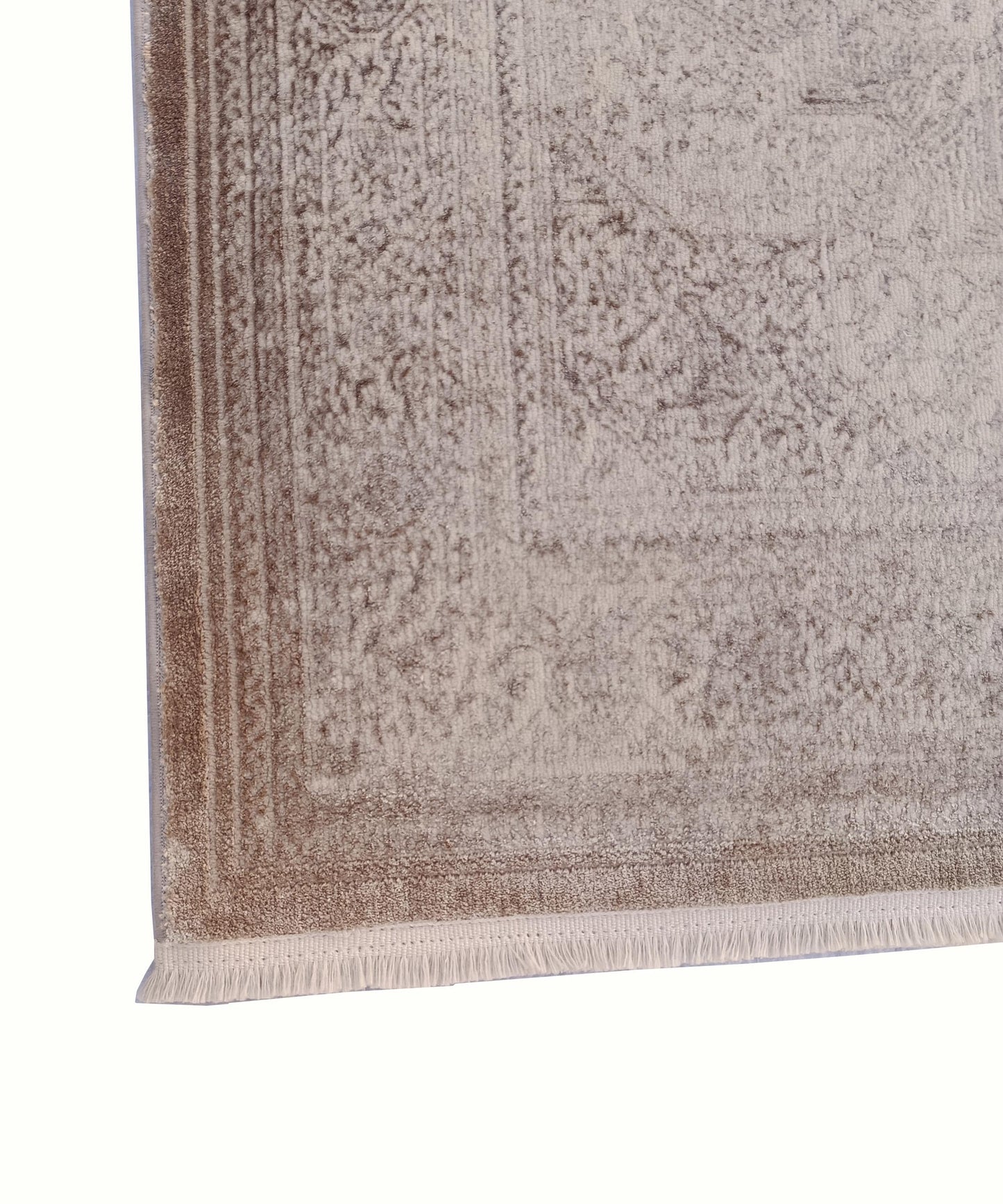 Distressed Persian Style Area Rug – Neutral Beige Medallion Carpet