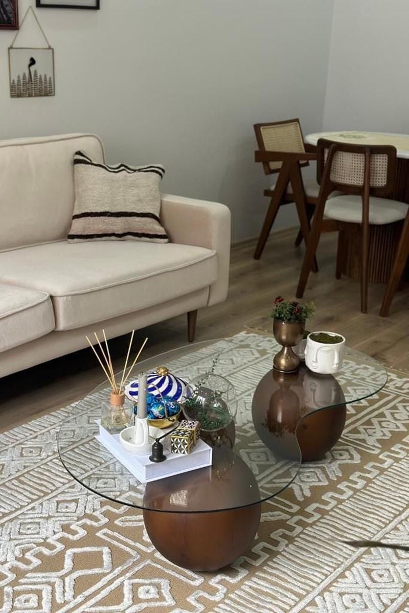 Modern Geometric High-Low Pile Viscose Carpet – Beige & White Tribal Design Area Rug