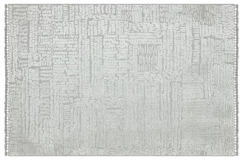Modern Geometric High-Low Pile Viscose Carpet – Beige & White Tribal Design Area Rug