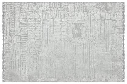 Modern Geometric High-Low Pile Viscose Carpet – Beige & White Tribal Design Area Rug