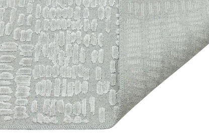 Modern Geometric High-Low Pile Viscose Carpet – Beige & White Tribal Design Area Rug