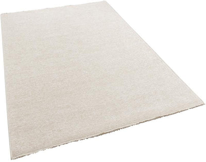 Contemporary Minimalist Beige Textured Area Rug – Modern Solid Color Carpet