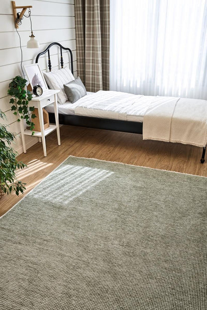 Light Green Textured Area Rug – Modern Minimalist Carpet for Living Room