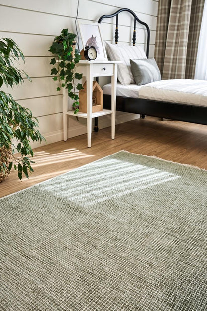Light Green Textured Area Rug – Modern Minimalist Carpet for Living Room