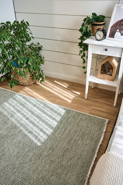 Light Green Textured Area Rug – Modern Minimalist Carpet for Living Room