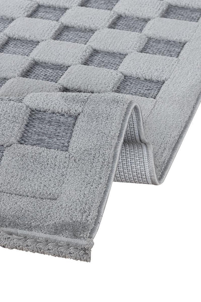 Contemporary Gray Basketweave Textured Area Rug – Modern Solid Neutral Carpet