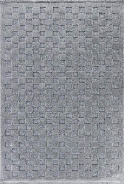 Contemporary Gray Basketweave Textured Area Rug – Modern Solid Neutral Carpet