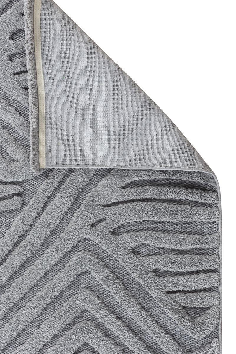 Contemporary Gray High-Low Pile Textured Area Rug – Modern Geometric Pattern Carpet