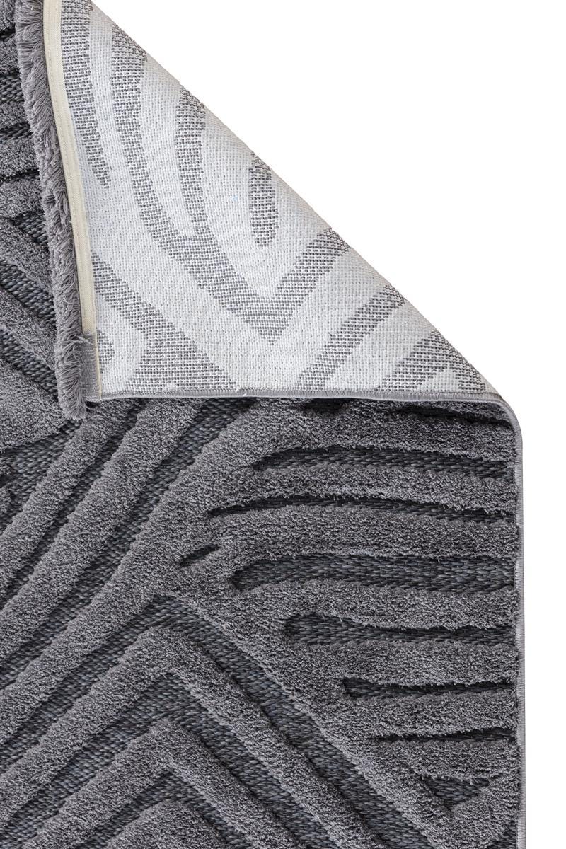Contemporary Gray High-Low Pile Textured Area Rug – Modern Geometric Pattern Carpet