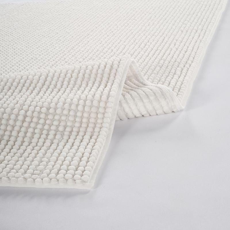 Contemporary White Textured Chenille Area Rug – Soft Bubble Loop Design Carpet
