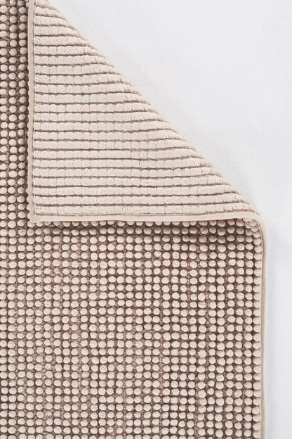 Contemporary Beige Textured Chenille Area Rug – Soft Bubble Loop Design Carpet