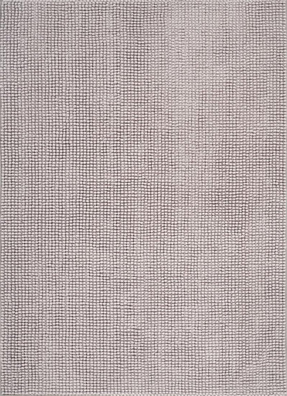 Contemporary Silver Textured Chenille Area Rug – Soft Bubble Loop Design Carpet