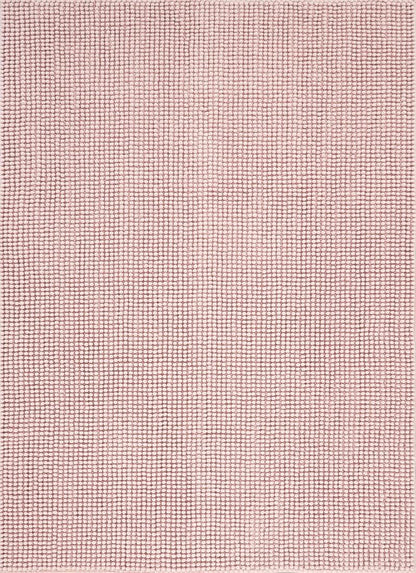 Contemporary Pink Textured Chenille Area Rug – Soft Bubble Loop Design Carpet
