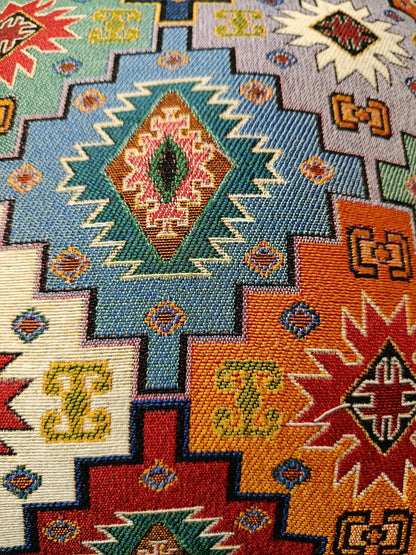 Colorful Kilim Pattern Throw Pillow – Bohemian Tribal Geometric Cushion Cover