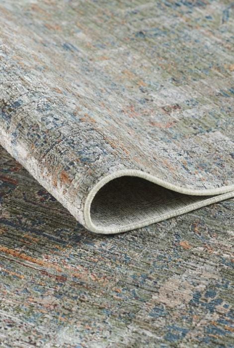 7x10 ft, Green fine quality viscose Rug: Vintage Style carpet