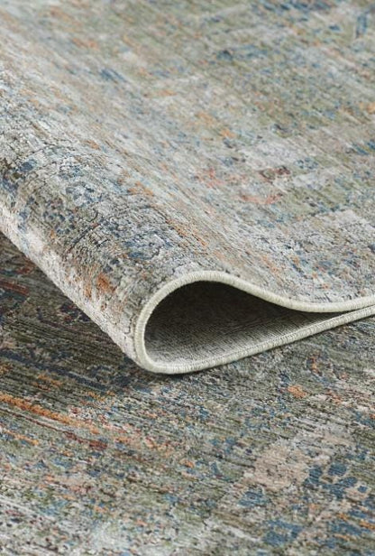 7x10 ft, Green fine quality viscose Rug: Vintage Style carpet