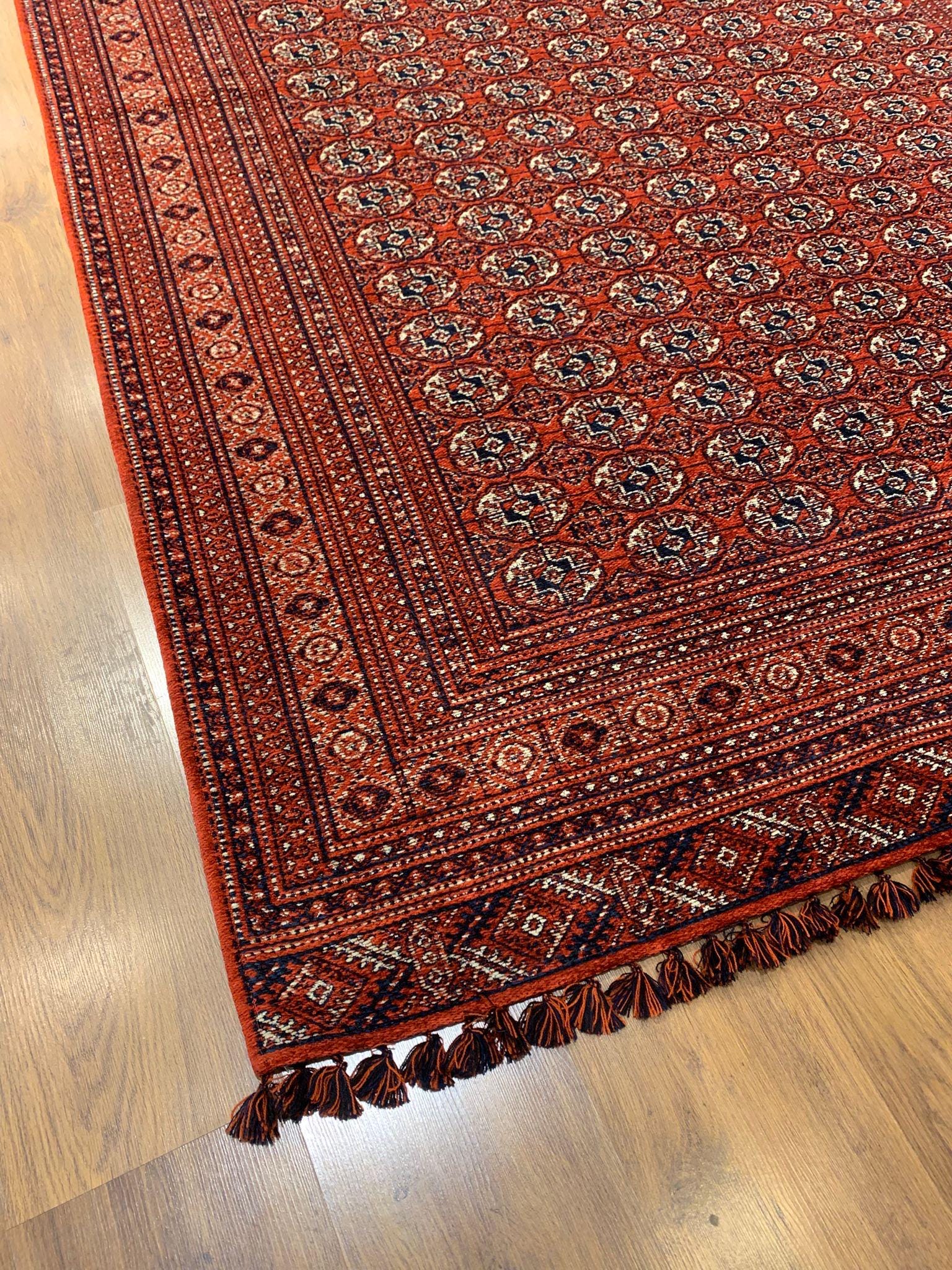Red Afghan Rug: Washable Chenille Farmhouse Decor (3.9 x 5.9 ft)