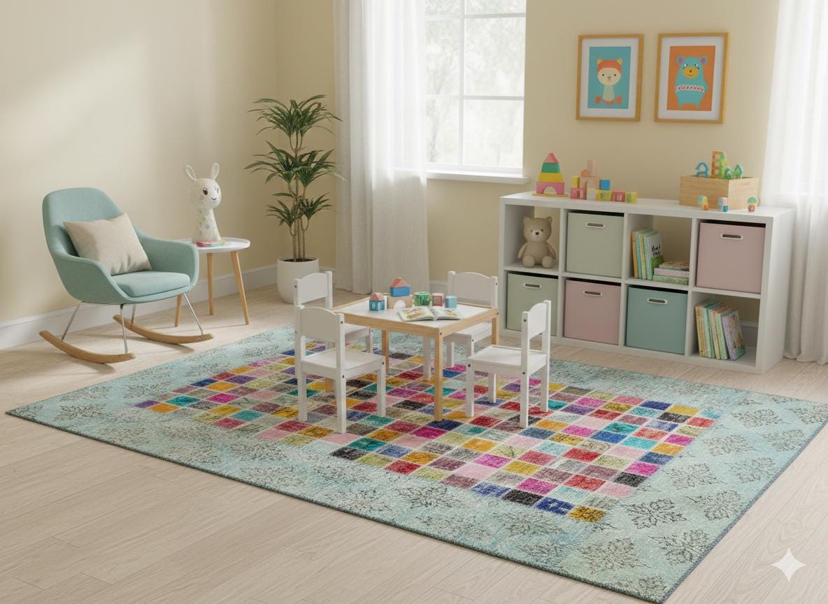 5'x8' Patchwork Turkish Rug: Handmade Wool Bohemian Area Rug
