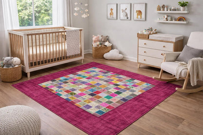 Handmade Patchwork Turkish Rug: Bohemian Wool Area Rug (5'x8' ft)