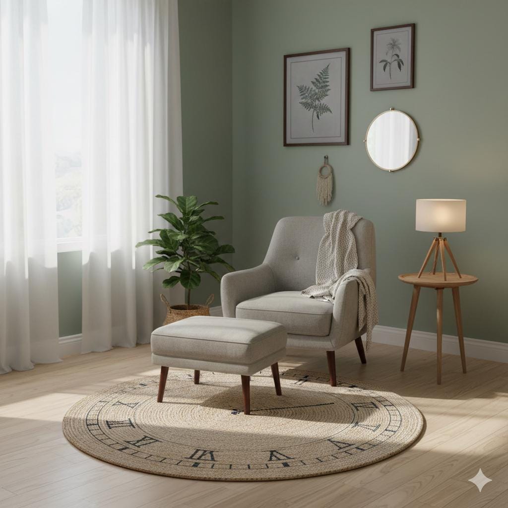 Jute Clock Rug: Bohemian Washable Outdoor/Indoor Carpet