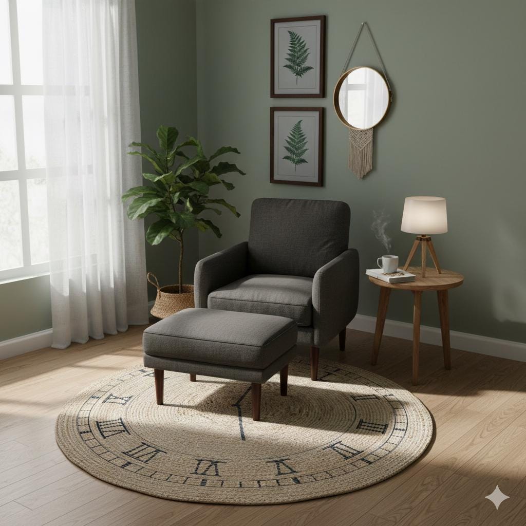 Jute Clock Rug: Bohemian Washable Outdoor/Indoor Carpet
