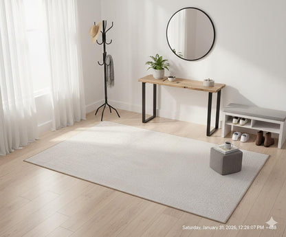 Machine Washable Woven Carpet – Light Gray Modern Low Pile Rug