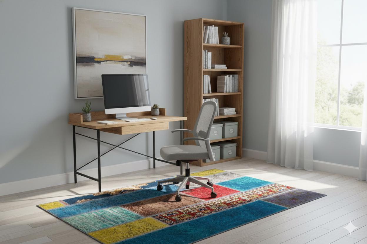 Handmade Wool Patchwork Turkish Rug - 3.6x5.6 ft - Bohemian Area Rug