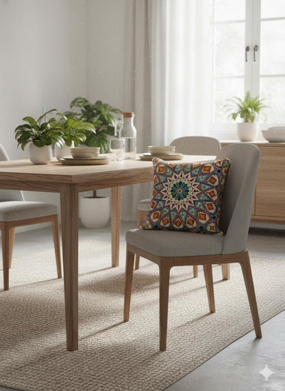 Moroccan Mosaic Pillow Cover: Geometric Starburst Gobelin Cushion, 40x40cm
