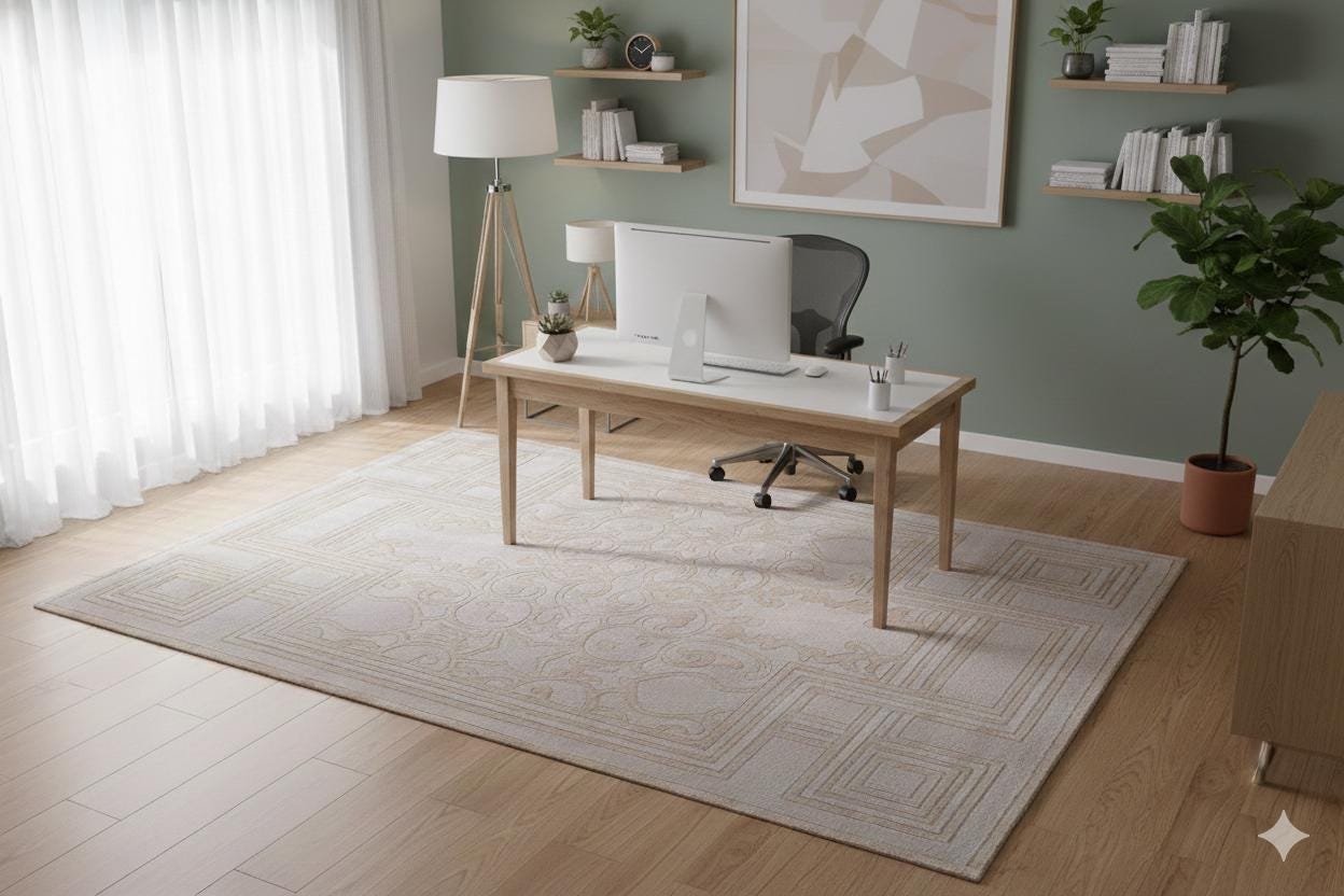 Custom Hand-Tufted Viscose Rug: Contemporary Beige Design