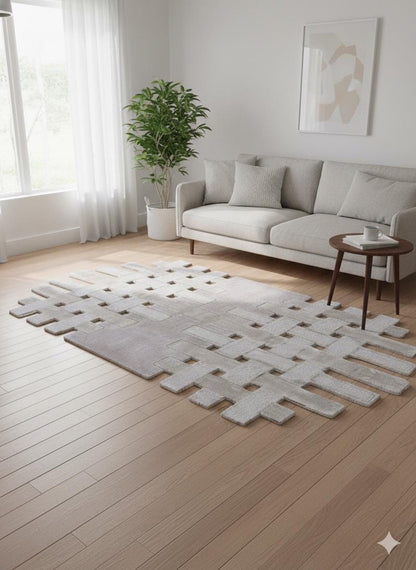Hand Tufted Viscose Rug: Custom Designer Gray Rug