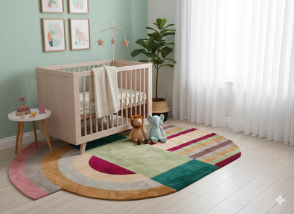 Custom Viscose Rug: Hand-Tufted Contemporary Colorful Design