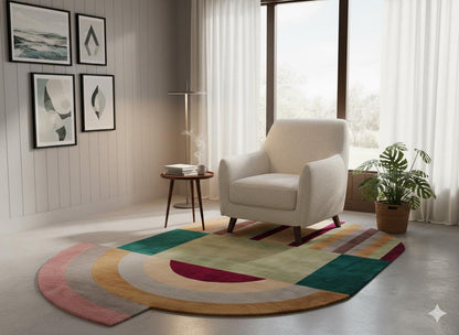 Custom Viscose Rug: Hand-Tufted Contemporary Colorful Design