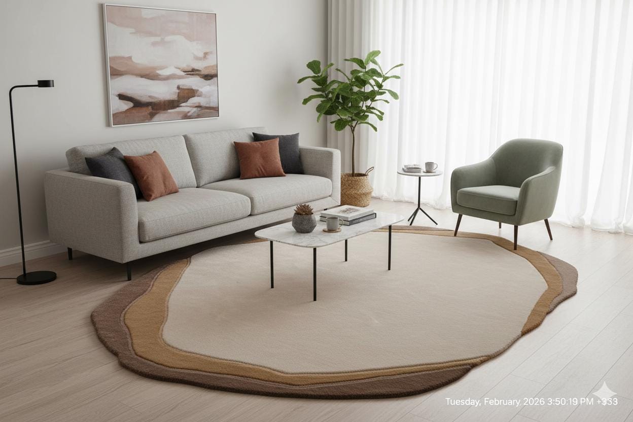 Custom Hand-Tufted Viscose Rug: Contemporary Beige Design
