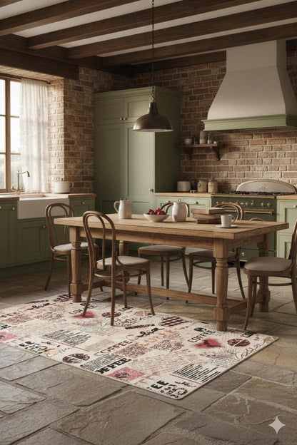 Vintage Coffee Collage Kitchen Runner – Washable, Non-Slip Espresso Area Rug