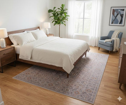 Faded Floral Turkish Rug: Vintage Style Area Carpet