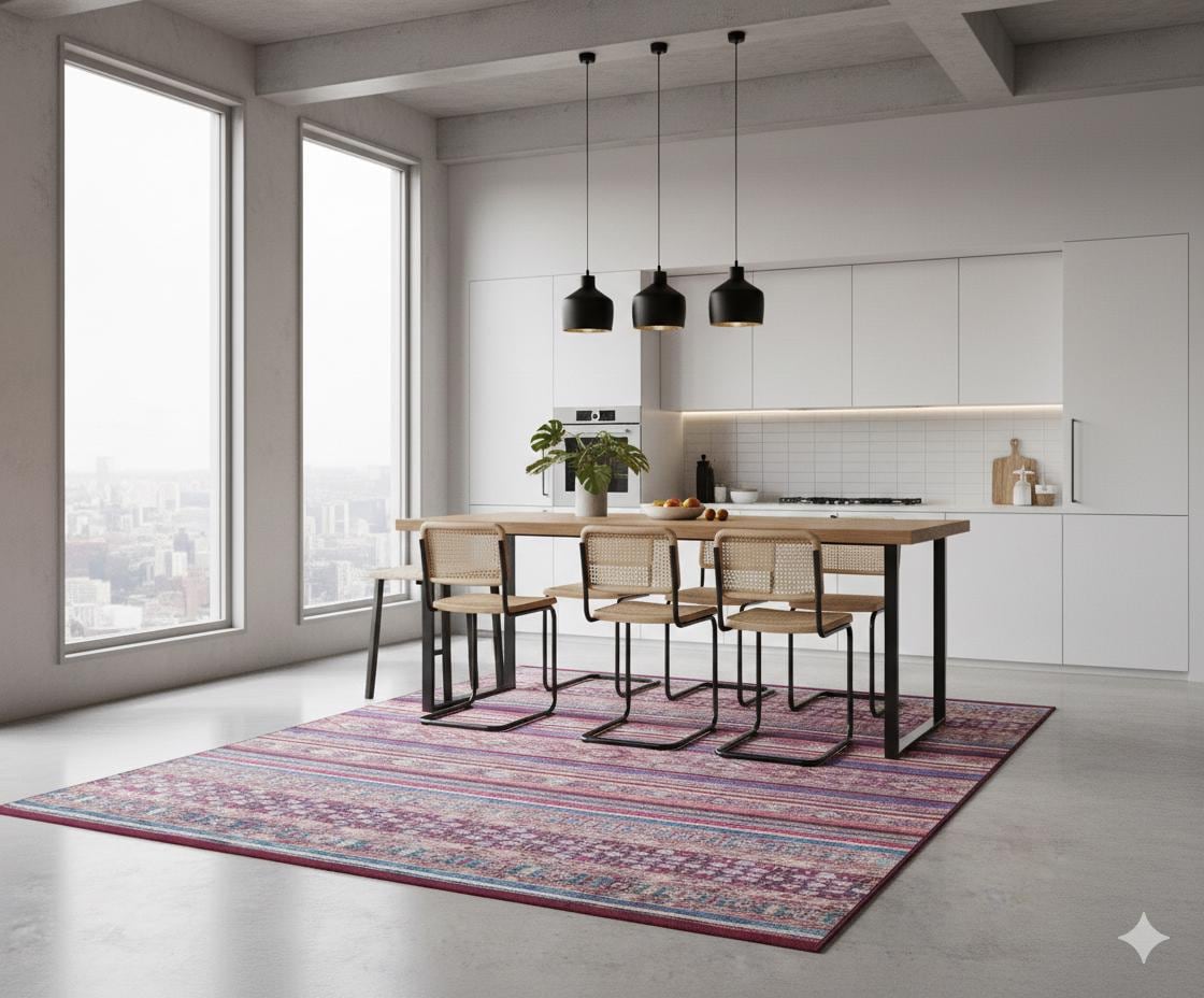 Vintage Red Shawl Design Rug: Washable Living Room Carpet