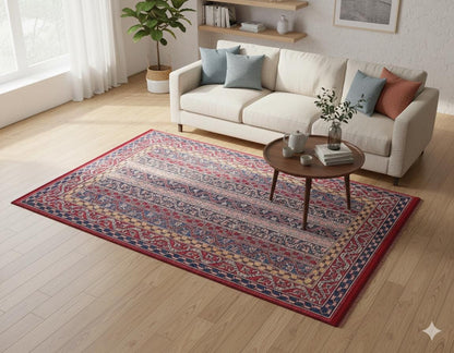 Red Vintage oriental Rug: Washable Red Accent Carpet