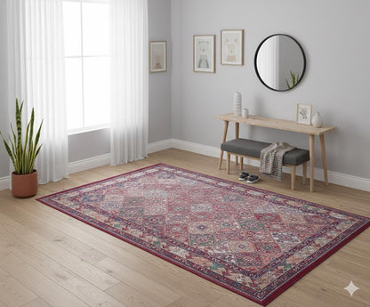 Red oriental Kazak Rug: Classic Vintage Washable Carpet