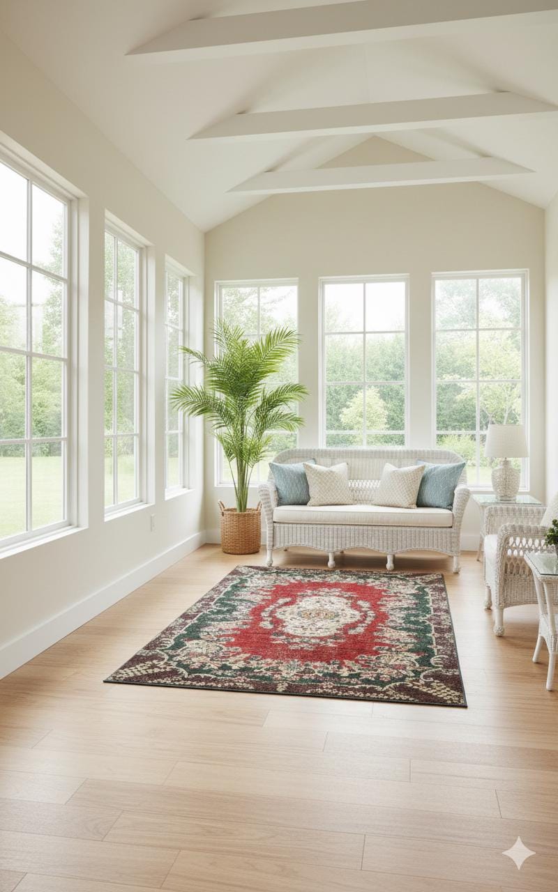 Red Vintage oriental Rug: Classic Washable Rug with Tassels