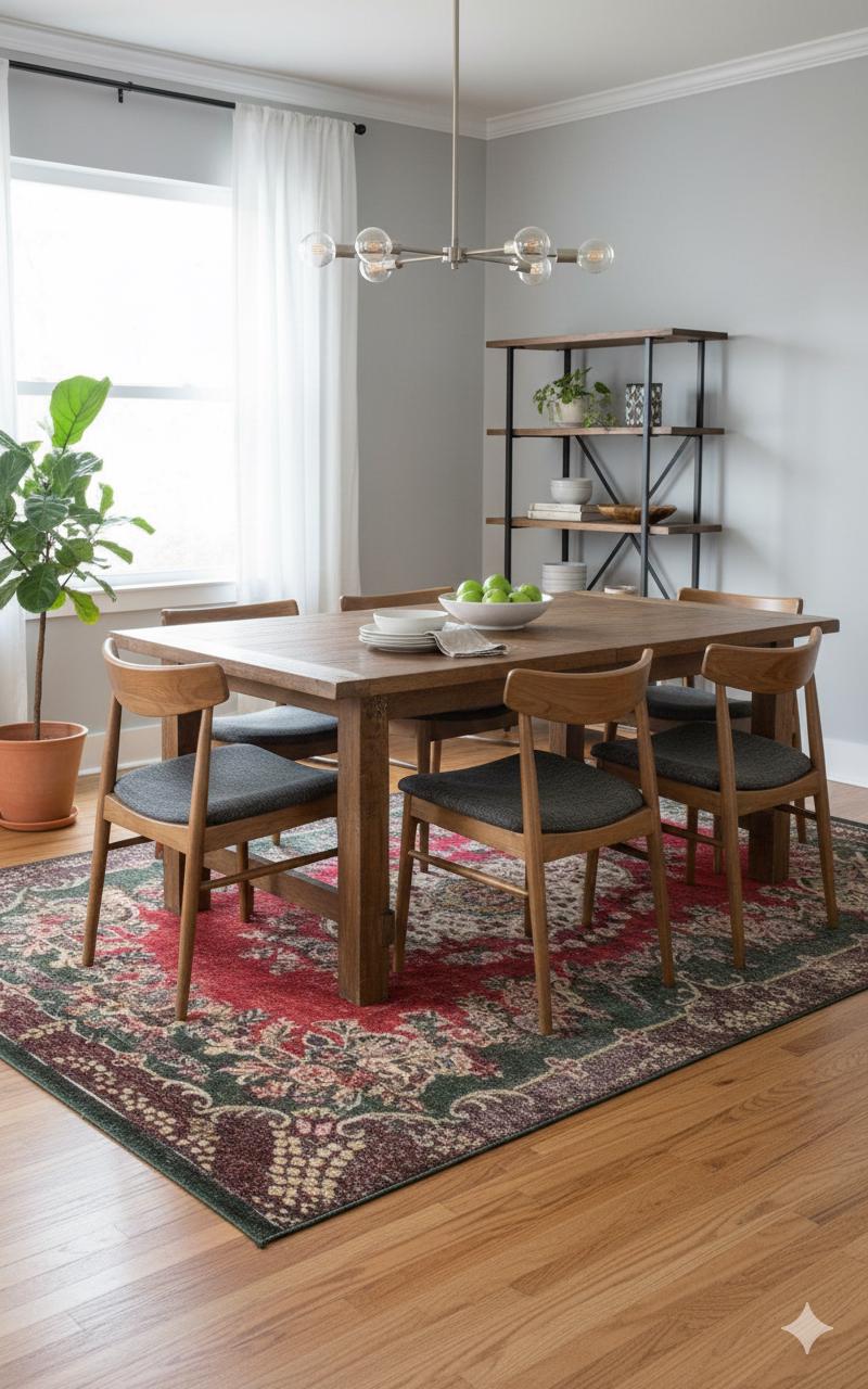 Red Vintage oriental Rug: Classic Washable Rug with Tassels