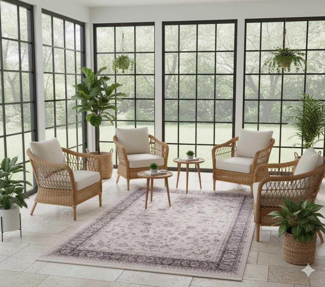 Beige Turkish Rug – Soft Vintage washable Area Carpet