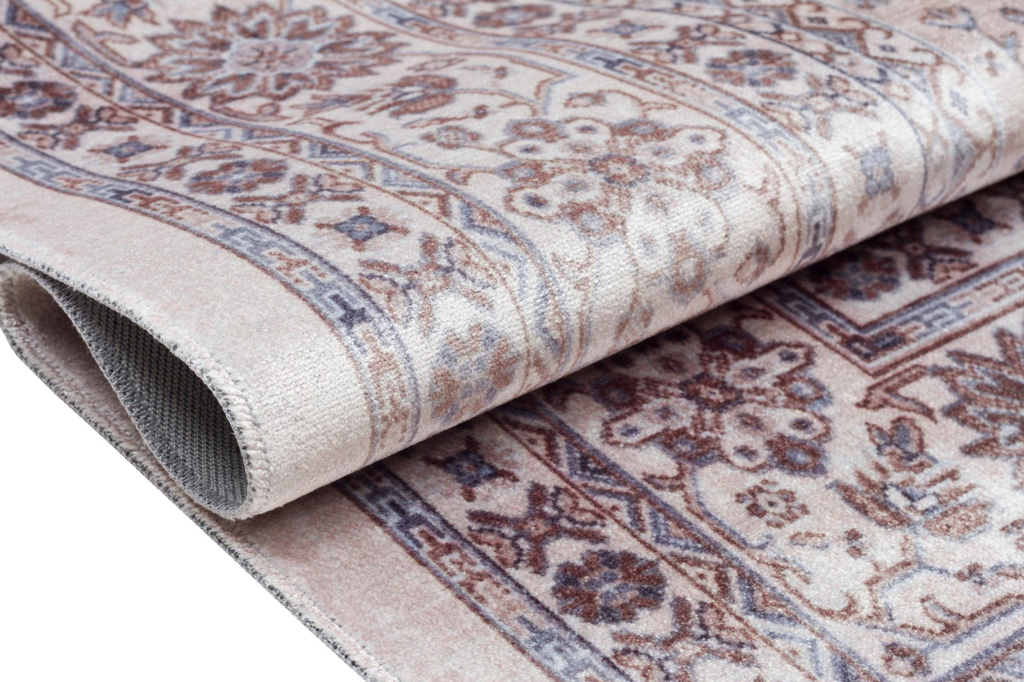 Beige Vintage Oriental Classic Rug: Washable Beige Oushak Carpet with Tassels