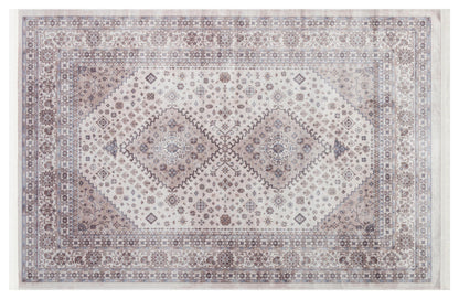 Beige Vintage Oriental Classic Rug: Washable Beige Oushak Carpet with Tassels